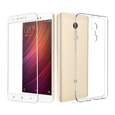

Shell film set ESCASE millet red rice Note4 phone shell to send full screen white steel film all-inclusive drop series soft shell transparent