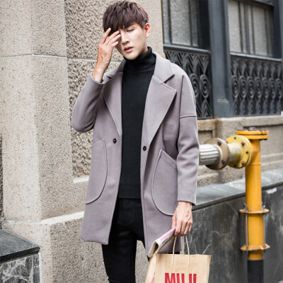 

2017 Hong Kong wind autumn and winter long paragraph loose woolen coat sleeves sleeves solid color lapel coat coat