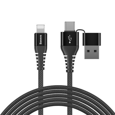 

Baseus Apple Android two-in-one data cable Type-c phone charging cable for iPhone6S 78 x Plus millet Huawei 3A 1 m black