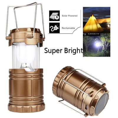 

Solar USB Charging Rechargeable Outdoor Camping Tent Lantern Light 6 LED Lamp