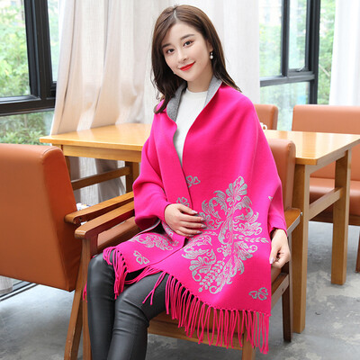 

Shanghai stock (STORY Of SHANGHAI) ladies scarves autumn and winter warm to wear shawl silhouette jacquard rose red