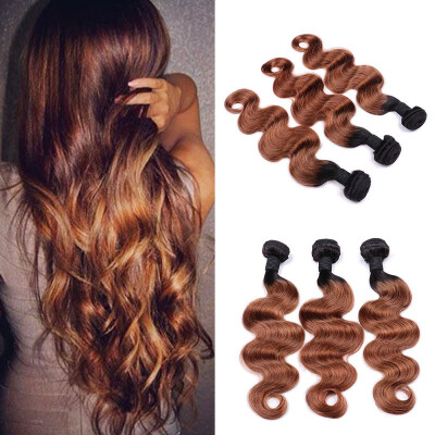 

8A Brazilian virgin human hair 3 bundles Body wave hair extensions Ombre T1B/30 Hair color free shipping