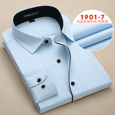 

Business Gentleman Men Long Sleeve Shirt Spring Autumn Silm Fit Fahion Solid Color