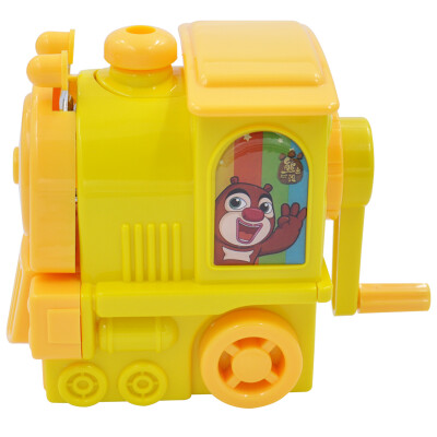 

Sanmu SUNWOOD bear infested cartoon locomotive pencil sharpener XCM0005 yellow student stationery