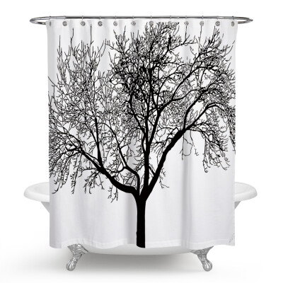 

Bath Curtain Set Kids with Tree Design And Rust Proof Grommet Eco-Friendly