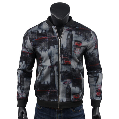 

SHUYI Jackets Fall New Men 's Jackets Men' s Casual Zipper Printing Fashion Trend Short Jacket