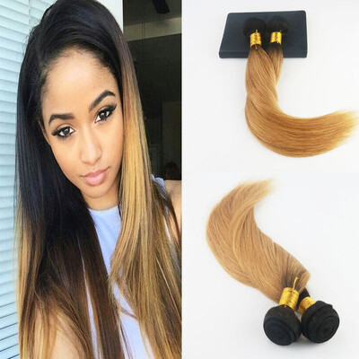

Ombre Color Brazilian Virgin Hair 1B Fading to 27 2PcsLot Straight Hair Full Set Hair Wefts Extensions