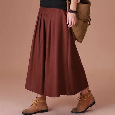 

City plus CITYPLUS 2017 autumn&winter new women&39s art high waist A word pleated long skirt wild hair half skirt CWQZ179259 flower gray M