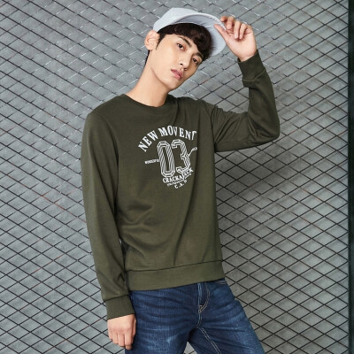 

Semir sweater men 2017 autumn new men Korean version of the trend round collar pullover letter printing shirt 19057161221 military green