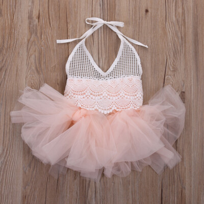 

Kids Baby Girl Dress Lace Tulle Skirt Party Romper Outfits Summer Sunsuit 0-18M