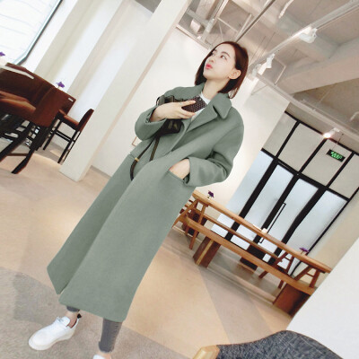 

2017 new female student wool jacket in the long paragraph woolen coat coat thicker jacket