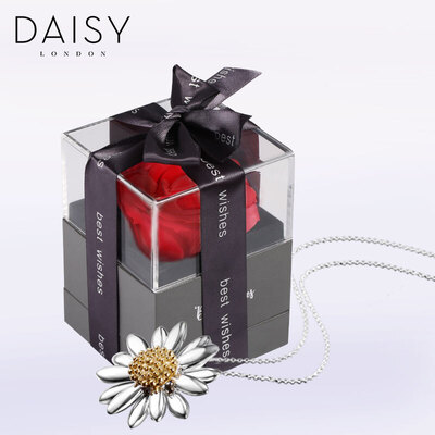 

British DAISY LONDON handmade new daisy 12mm pendant 925 silver necklace gift set
