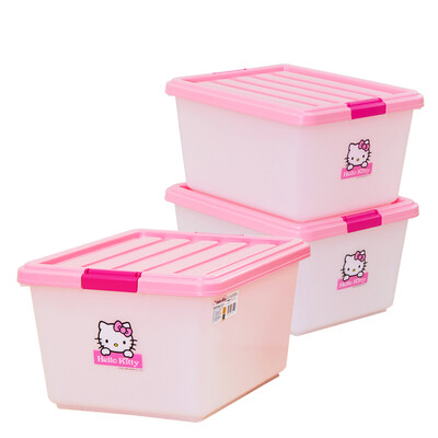 

Alice IRIS HELLO KITTY Green plastic storage storage box storage box KCB-38 powder 42L 3 Pack