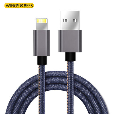 

Bee wing apple 6 / 6S / 7 линия передачи данных линия джинсы 1 метр ковбой синий мобильный телефон зарядное устройство шнур питания поддержка iphone5 / 5s / 7P / SE / ipad air mini