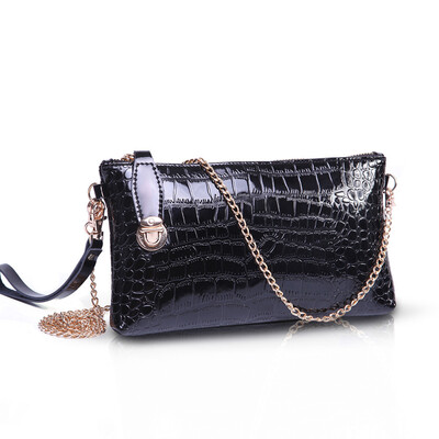 

Fashion Women Leather Bag Black Handbags Alligator Pattern Chain Shoulder Bags Famous Brand Crocodile Women Clutch Bags Black Messenger Bag