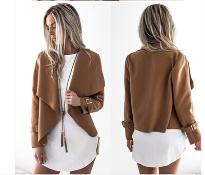 

Europe and the United States autumn women sexy solid short section irregularly lapel small jacket