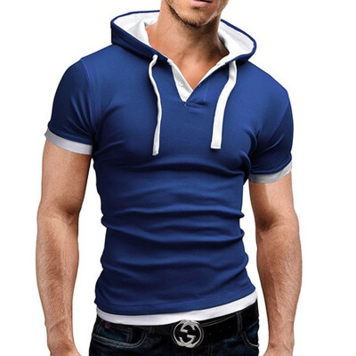 

Men' T Shirt 2017 Summer Fashion Hooded Sling Short-Sleeved Tees Male T-Shirt Slim Male Tops 5XL