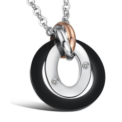 

Love New Fashion Jewelry Titanium Stainless Oval Rings Hearts Pendant Necklace With Chain Personality Couples Lovers Clavicle With