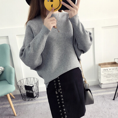 

Autumn and winter new word collar sweater solid color bat shirt jacket headset sweater sweater coat