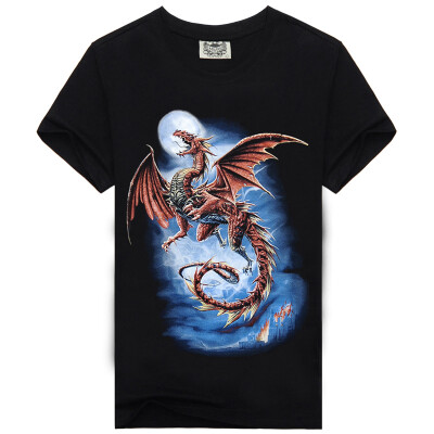 

Men's Black 3D Graphics Printed Rock Skull Pattern Short Sleeve T-Shirt Top Tee Shirt -XXXLFlying Dragon