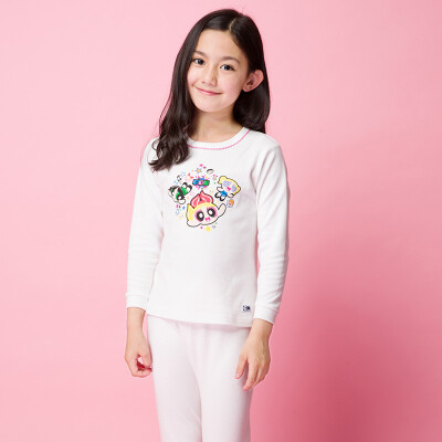 

Dizi (DICI) Shu skin soft cotton girl round neck long sleeve underwear sets 2C018D0 milky white 110