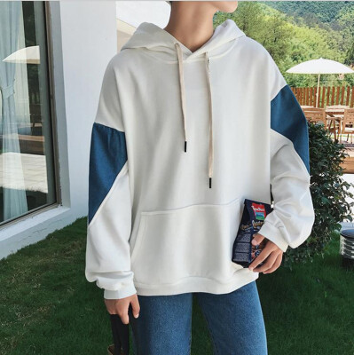 

Hong Kong wind fall new men hooded solid color shirt sleeves splice split open wild tide men long sleeve sweater tide