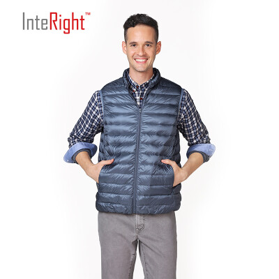 

INTERIGHT 90 white duck down men collar ultra-light portable feather vest gray blue  code