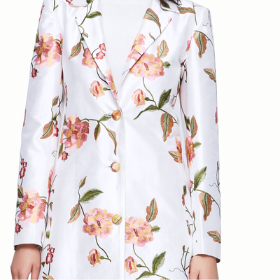 

Chinese embroidered white silk overcoat
