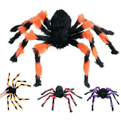 

30/75/120cm Large Size Plush Spider made of wire and plush two style Funny Toy for party or Bar KTV halloween