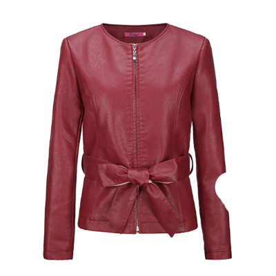 

Autumn female jacket 2017 high-end brand ladies leather short jacket new pu Slim leather jacket