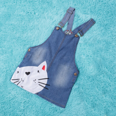 

Cute Cat Baby Kids Boys&Girls Toddler Denim Jeans Overalls Dress Skirt Clothes