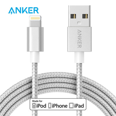 

Анкер MFi сертифицированного 7/6 / 5s Apple, кабель для передачи данных 0,9 м провода поддержки шнура нейлоновых черных сотового телефона зарядного устройство iPhone5 / 6с / 7 Plus / SE / Ipad airmini