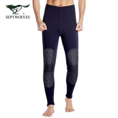 

Seven wolves mens warm pants plus velvet padded knee velvet middle&old warm leg pants knee pads 98993 Navy blue 2XL