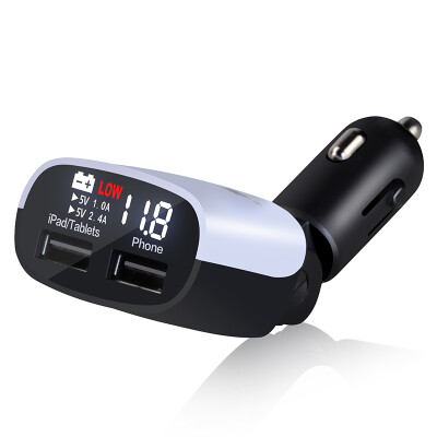 

(HSC) YC-01 car charger car charger cigarette lighter white dual USB voltage detection LED digital folding car charger intelligent detector