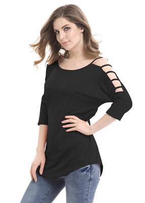 

Mooncolour Womens Hollow Out Casual Loose Solid Blouse Tops