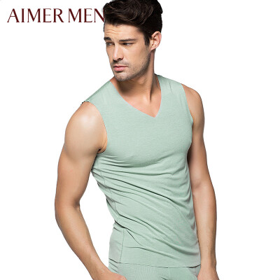 

Ai Mu Mr underwear modal no trace V-neck wide shoulder Slim bottoming mens hurd vest NS11S31 Army Green 175M