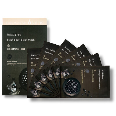 

Innisfree Black Pearl Facial Mask Premium Black Sheet Smoothing 23ml6 pcs