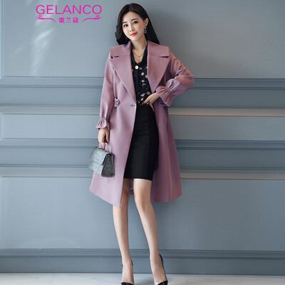 

GELANCO 2017 autumn new lady fashion Trench coat long Outerwear