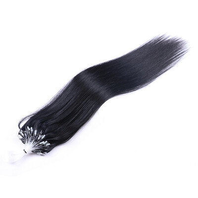 

Loop Micro Ring Beads Tipped Remy Human Hair Extensions 100s 01 Jet Black for Womens Beauty Hairsalon