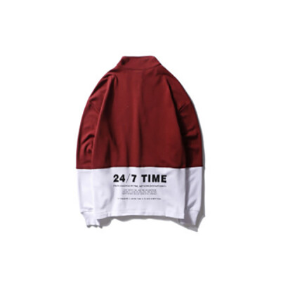 

Teenen cotton zipper sets of sweater men's round neck collar loose color letters printed shirt T shirt autumn and winter new