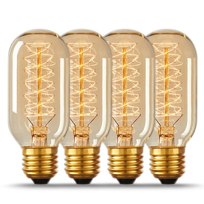 

BOKT 60W Vintage Edison Bulbs T45 Antique Tubular Style Bulb 2700K E26 Base 220-230V Лампы накаливания для домашнего света 4Pack