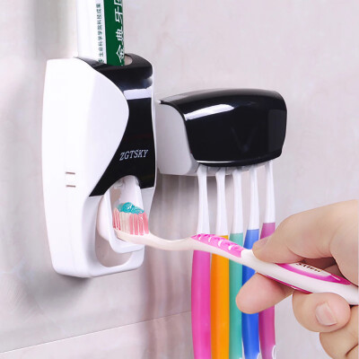 

Hands Free Toothpaste Dispenser Automatic Toothpaste Squeezer and Holder Set (5 Brush Holder