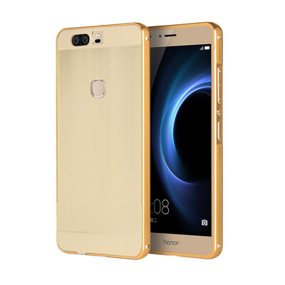 

Роскошный чехол для Huawei Honor V8 Алюминиевый бампер + акриловая панель Назад Глянцевая крышка для бизнеса Huawei Honor V8