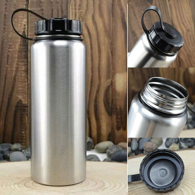 

Camping Sports 1000ml Wide Mouth Stainless Steel Water Bottle Flask Free Cycling
