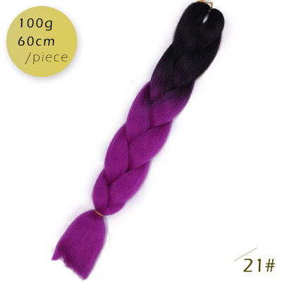 

AISI HAIR Ombre Kanekalon Braiding Hair Extensions 24inch 100g Synthetic Jumbo Braids Hair Fiber Pink Purple Blue Green 1pce