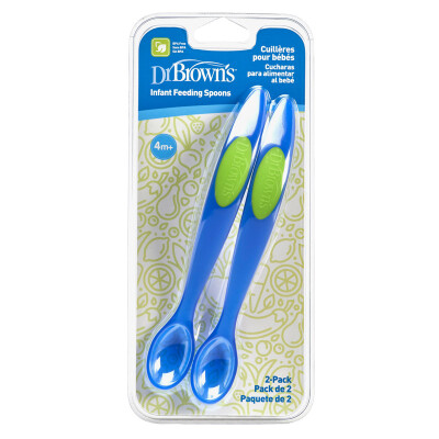 

Dr Brown DrBrowns Childrens Spoon Baby Bowl Spoon Newborn Baby Food supplement Training Spoon 2 Pack Blue