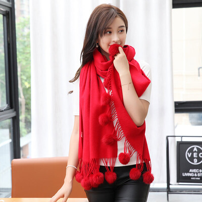 

STORY Of SHANGHAI Ladies Woolen Scarves Warm autumn&winter warm solid shawl dark red