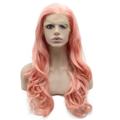 

Iwona Synthetic Hair Lace Front Long Wavy Pink Wig