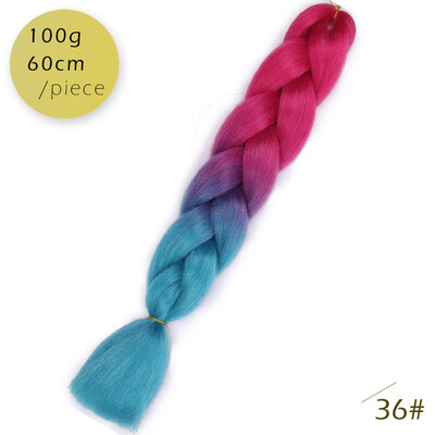 

AISI HAIR Ombre Kanekalon Braiding Hair Extensions 24inch 100g Synthetic Jumbo Braids Hair Fiber Pink Purple Blue Green 1pce