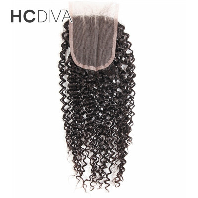 

HCDIVA Deep Wave Brazilian Lace Closure Virgin Human Hair Free Part Swiss Lace Size 4*4 Closure with Baby Hair